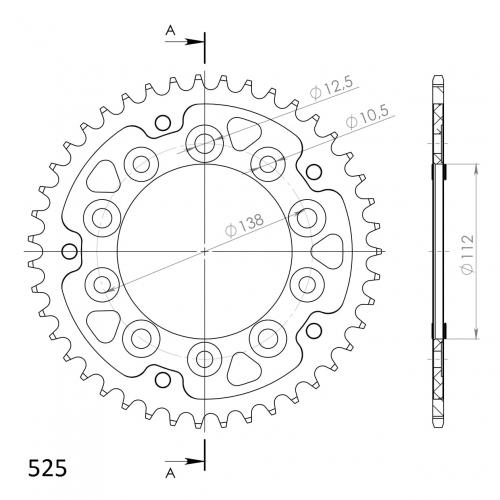 SUPERSPROX SUPERSPROX REAR ALU 43T, BLACK, 525 SU2130443B