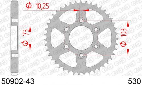 AFAM REAR STEEL 43T, 530 AF25090243