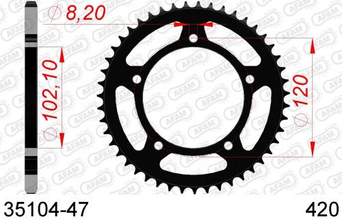 AFAM REAR STEEL 47T, 420 AF23510447