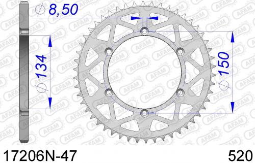 AFAM REAR ALU 47T, 520 AF517206N47