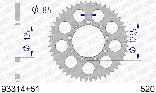 AFAM REAR ALU 51T, 520 AF59331451S