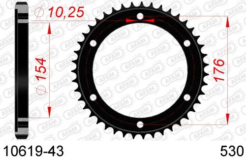 AFAM REAR STEEL 43T, 530 AF21061943