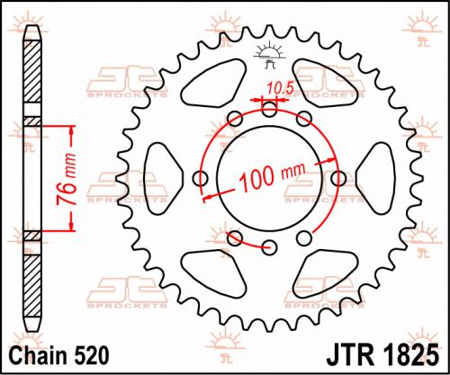 JT SPROCKETS REAR STEEL 37T, 520 JTR182537
