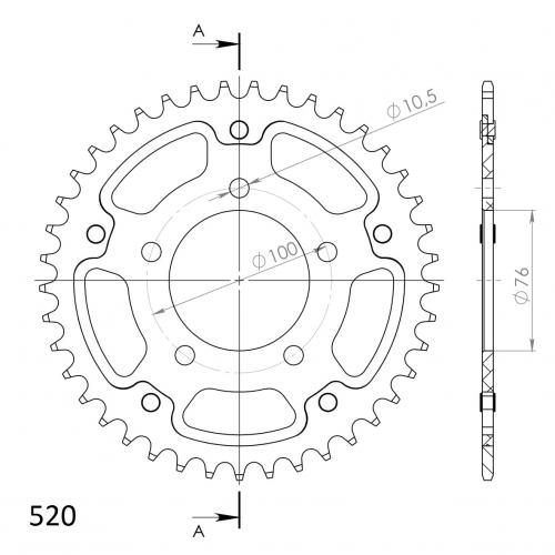 SUPERSPROX SUPERSPROX REAR STEALTH 41T, GOLD, 520 MARCHESINI/