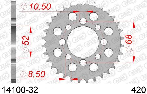 AFAM REAR STEEL 32T, 420 AF21410032