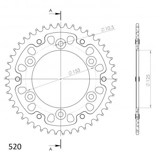 SUPERSPROX SUPERSPROX REAR STEALTH 45T, BLACK, 520 SU630145B