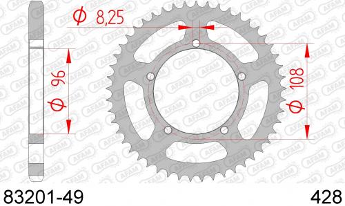 AFAM REAR STEEL 49T, 428 AF28320149