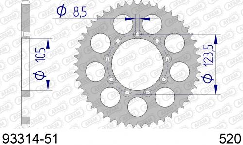 AFAM REAR ALU 51T, 520 AF59331451