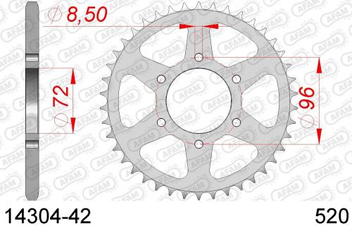 AFAM REAR STEEL 42T, 520 AF21430442