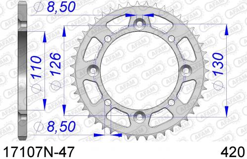 AFAM REAR ALU 47T, 420 AF517107N47