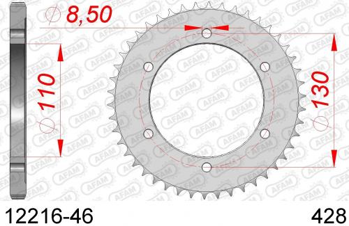 AFAM REAR STEEL 46T, 428 AF21221646