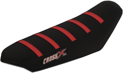 CROSS X SEAT COVER ADV W/STRIPES BLACK BLACK RED M14013BBR