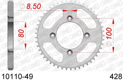 AFAM REAR STEEL 49T, 428 AF21011049