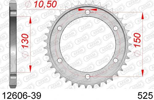 AFAM REAR STEEL 39T, 525 AF21260639
