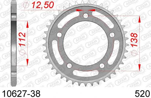 AFAM REAR STEEL 38T, 520 AF21062738