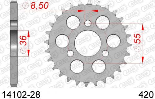 AFAM REAR STEEL 28T, 420 AF21410228