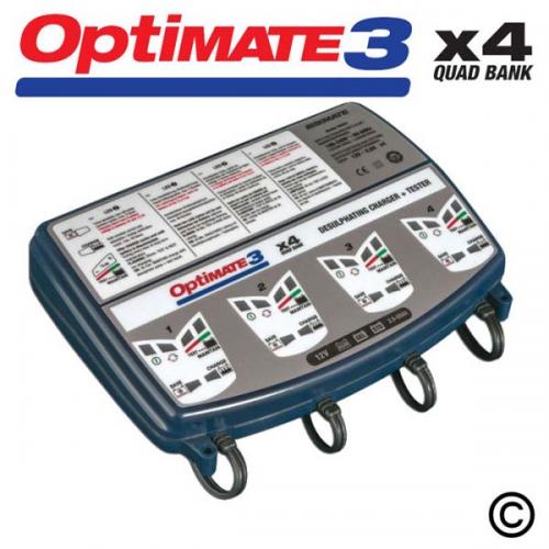 TECMATE OPTIMATE 3 QUAD BANK OF 4 12V BATTERY CHARGERS/OPT