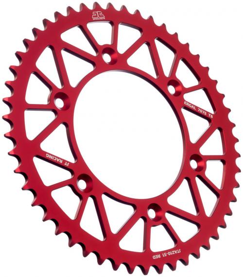 JT SPROCKETS REAR RACELITE ALU 51T RED, 520