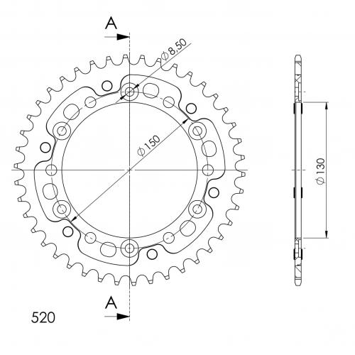 SUPERSPROX SUPERSPROX REAR STEALTH 43T, GOLD, 520 SU6245343G