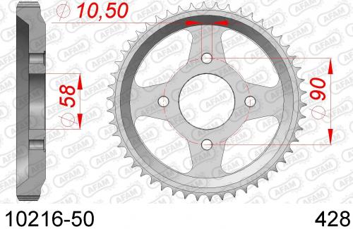 AFAM REAR STEEL 50T, 428 AF21021650