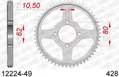 AFAM REAR STEEL 49T, 428 AF21222449