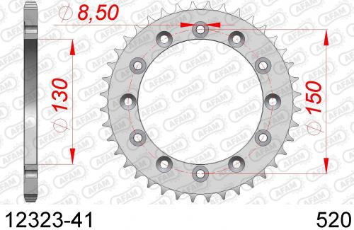 AFAM REAR STEEL 41T, 520 AF21232341