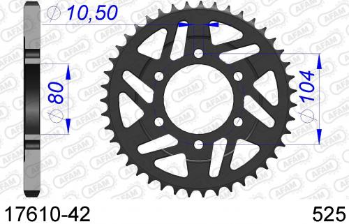 AFAM REAR ALU 42T, 525 AF51761042