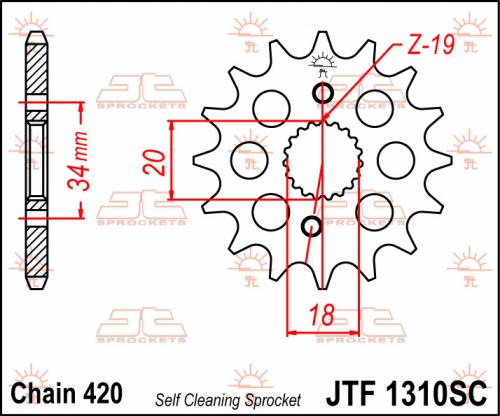 JT SPROCKETS FRONT STEEL SC 15T, 420