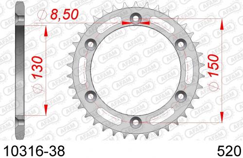 AFAM REAR STEEL 38T, 520 AF21031638