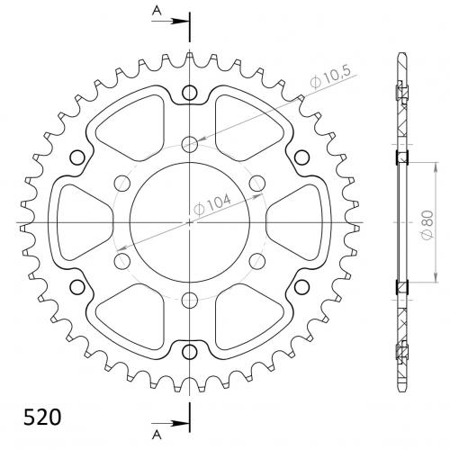 SUPERSPROX SUPERSPROX REAR STEALTH 43T, GOLD, 520 SU647843G