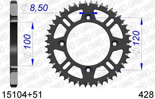 AFAM REAR ALU 51T, 428 AF51510451