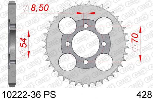 AFAM REAR STEEL 36T PS, 428