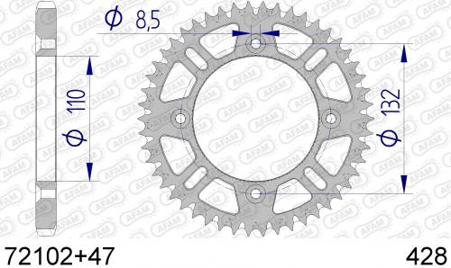 AFAM REAR ALU 47T, 428 AF57210247