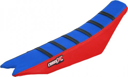 CROSS X SEAT COVER, BLUE-RED-BLACK (STRIPES)