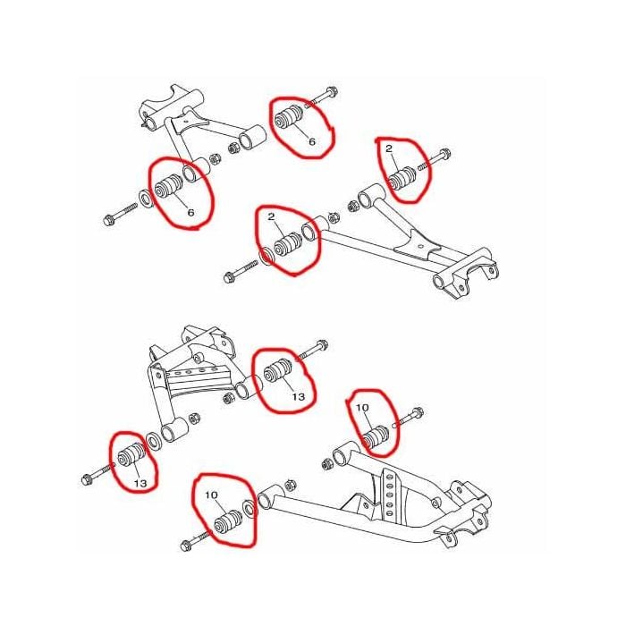 BUSHING A-ARM SUSPENSION PK8 YAMAHA RHINO 450 700 GRIZZLY 660 BIG BEAR 400 KODIAK 4WV-23526-00-00