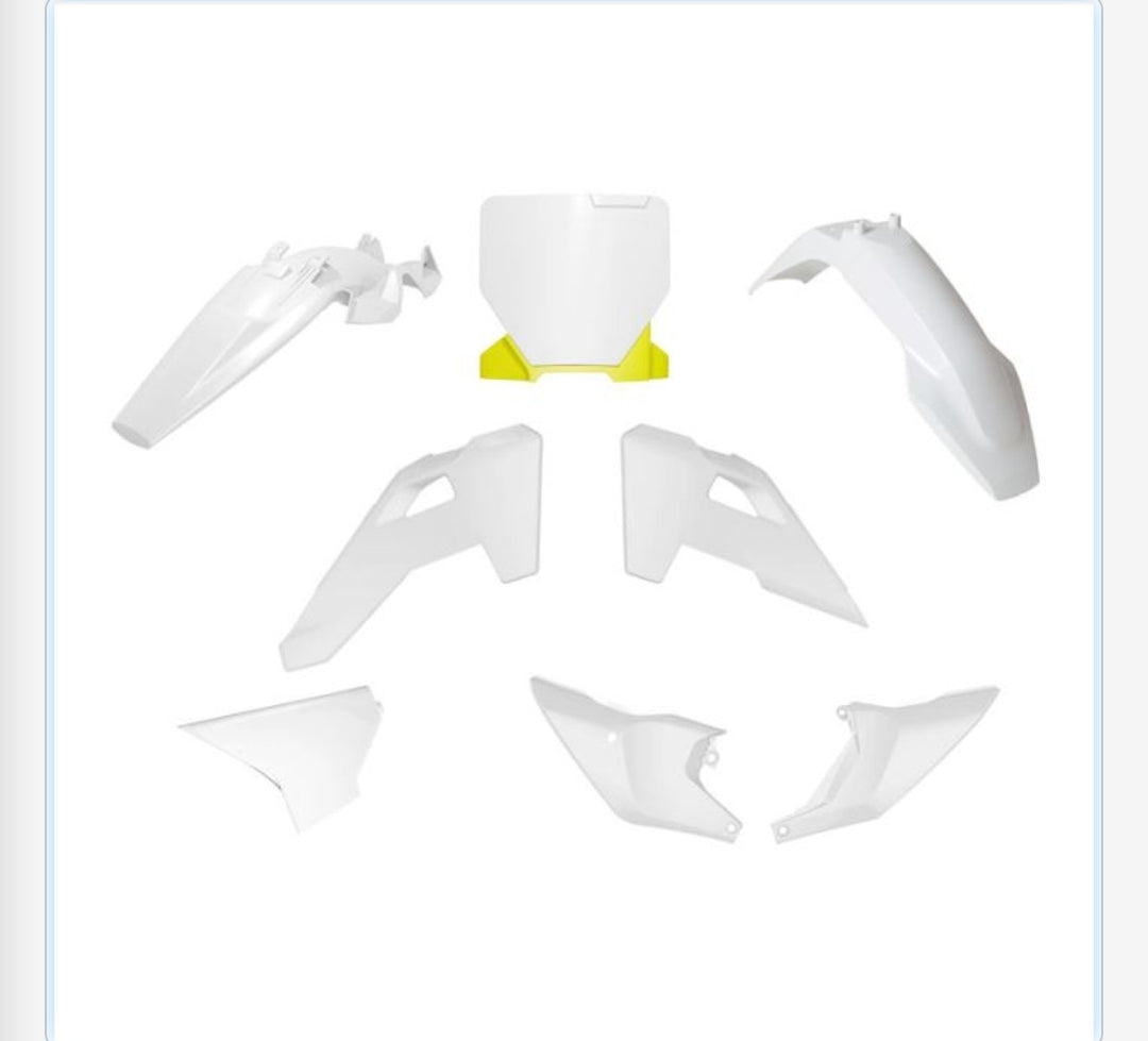 PLASTIC KIT 6PC HUSQVARNA TC 85 2025 R-TECH WHITE YELLOW R-KITHSQ-OEM-885
