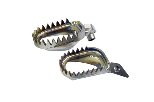 TITANIUM FOOTPEGS ANTI-MUD 26-26 DUCATI DESMO MX 450 60mm WIDE 18 TEETH GR5-TI SCAR S6516AM
