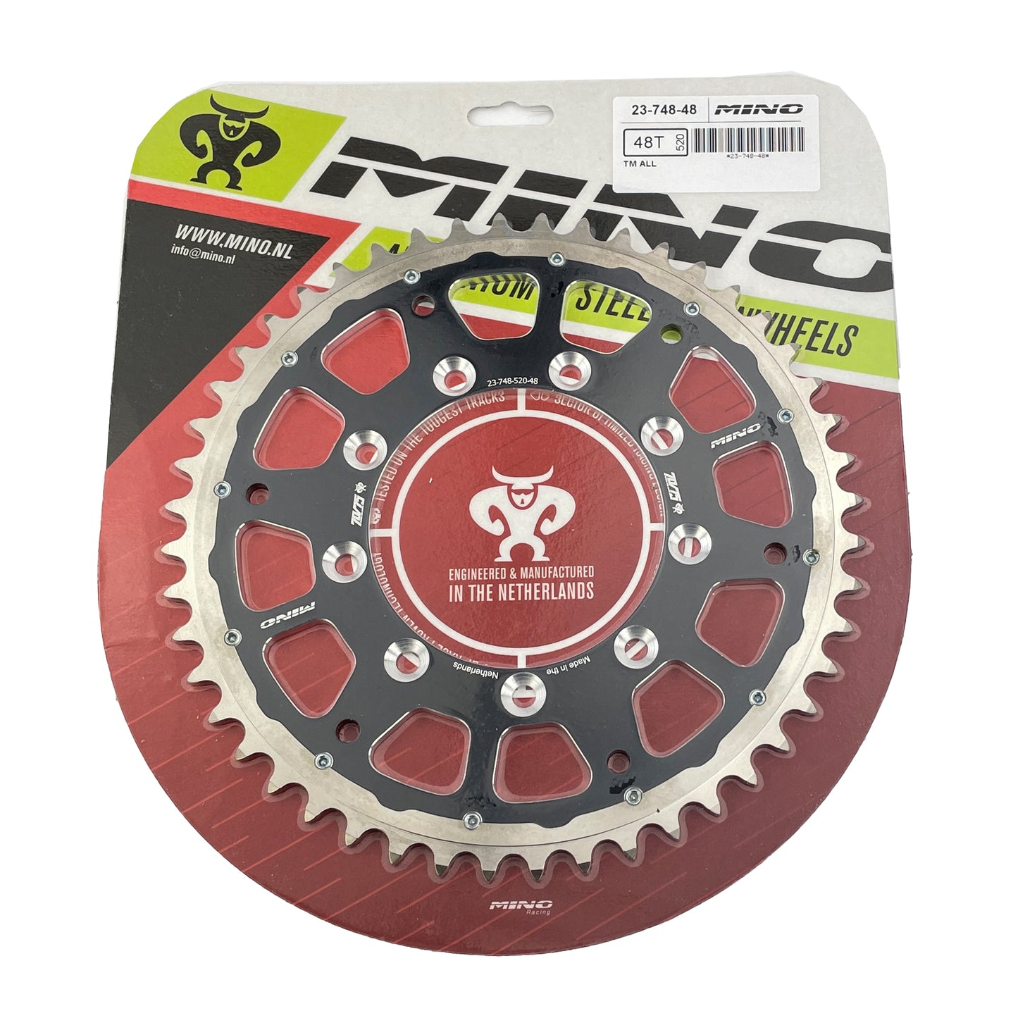 REAR SPROCKET ALLOY STEEL TWIN RING TM RACING 98-26 MINO 23-748-48 348-520-48 BLACK