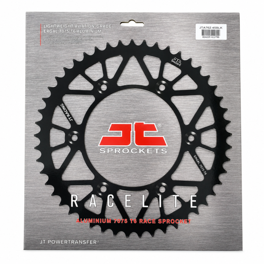REAR SPROCKET ALLOY BLACK, JTA762.45BLK.7075-T6 Aluminium. DUCATI 520 Chain Conversion