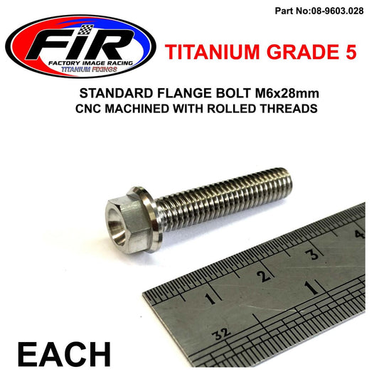 TITANIUM GR5 BOLT M6 x 28mm EACH, FLANGE OD: 11mm / HEX SIZE: 8mm,  /