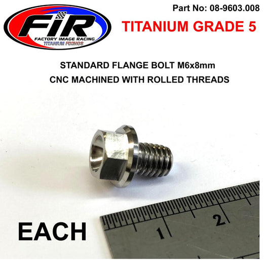 TITANIUM GR5 BOLT M6 x 8mm EACH, FLANGE OD: 11mm / HEX SIZE: 8mm,  / WATER PUMP BOLT