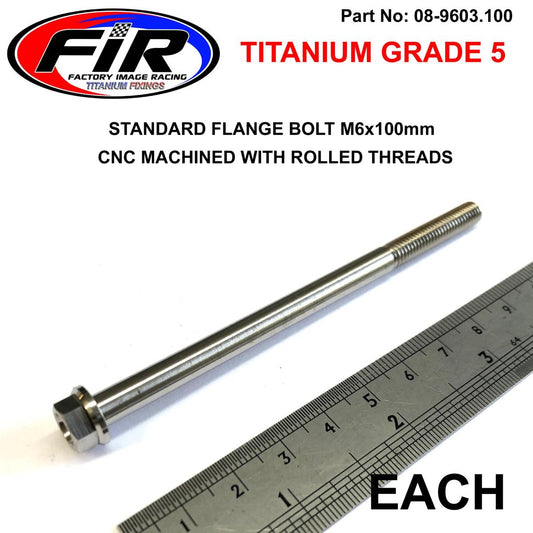 TITANIUM GR5 BOLT M6 x 100mm EACH, FLANGE OD: 11mm / HEX SIZE: 8mm,  /