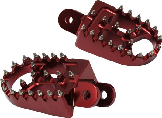 FOOT PEG SET ALU. CR80/85 XR250/600, ALUMINUM RED, BILLET ASF-331