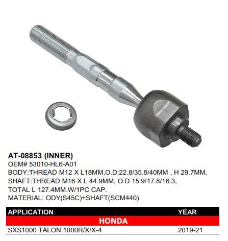 TIE ROD END, INNER, BRONCO AT-08853, 53010-HL6-A01, SXS1000 TALON 1000R/X/X-4 2019-21