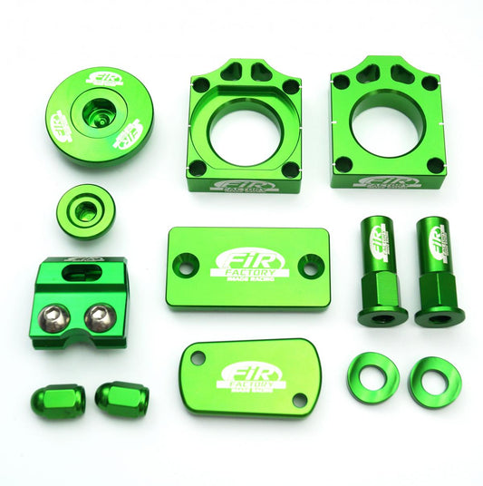 11PC BLING KIT KAWASAKI 250/450, FIR CPK-201, CNC ALLOY, AXLE BLOCK, CAPS, TYRE NUT