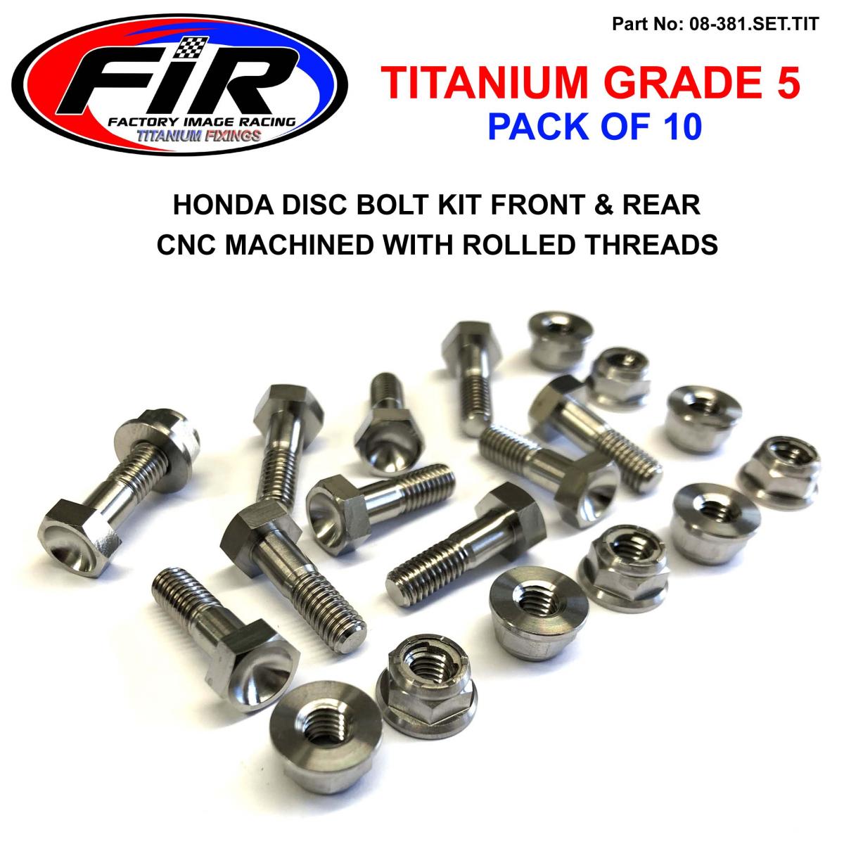 TI GR5 BOLTS DISC HONDA KIT/10, TITANIUM FRONT & REAR KIT 95>2021,  / FIR BRAND