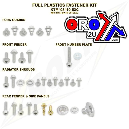 PLASTIC BOLT KIT KTM EXC 04-07, BOLT HARDWARE KTM-0810EXC