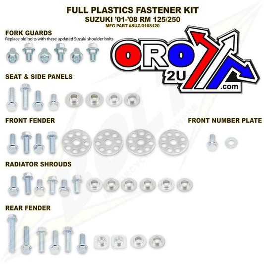 PLASTIC BOLT KIT RM125/250, BOLT HARDWARE SUZ-0108120