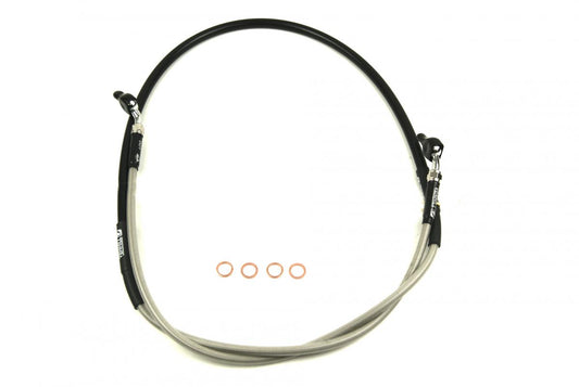 HOSE FRONT BRAKE SILVER / BLK, VENHILL H02-1-036/P-CL, 45125-MKE-A51, HONDA CRF 450 L/X