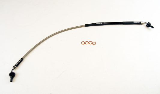 HOSE REAR BRAKE SILVER / BLK, VENHILL H02-2-044/P-CL, 43310-MKE-A51, HONDA CRF 450 L/X
